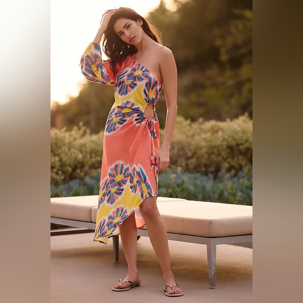 ANTHROPOLOGIE Multi-Colored Tie-Dye Dress Size S